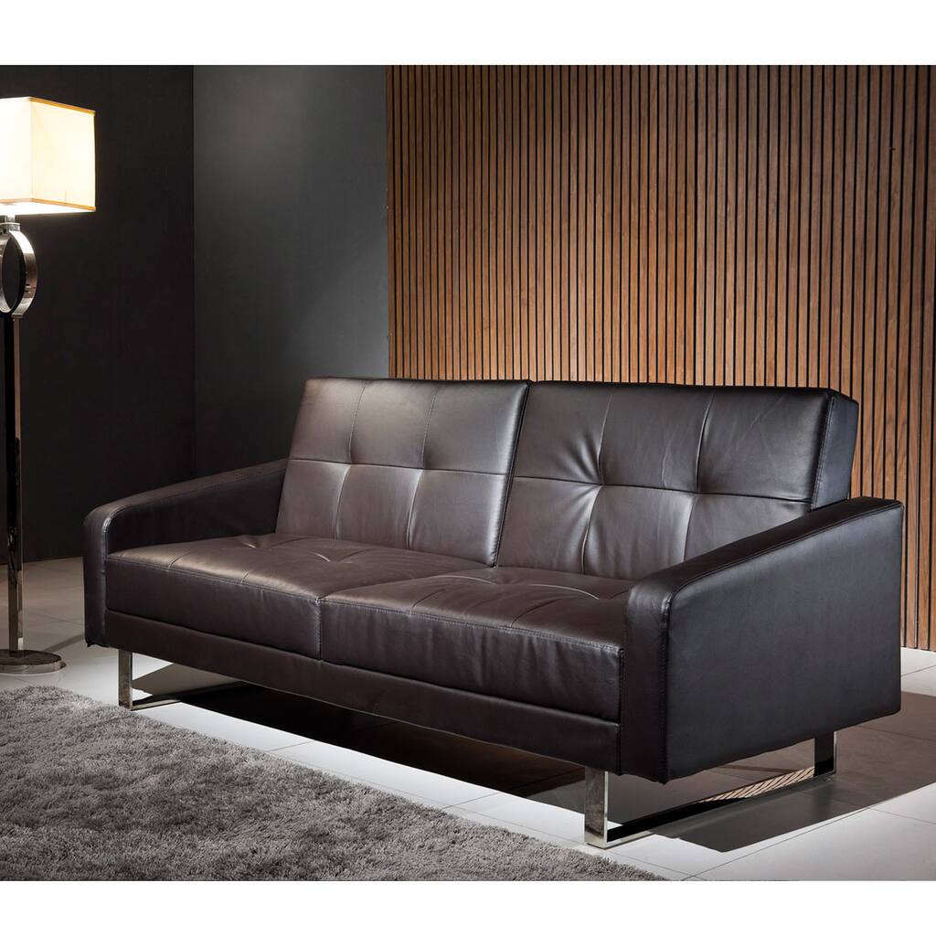 Corvus Dark Brown Sofa Bed with Stainless Steel Legs