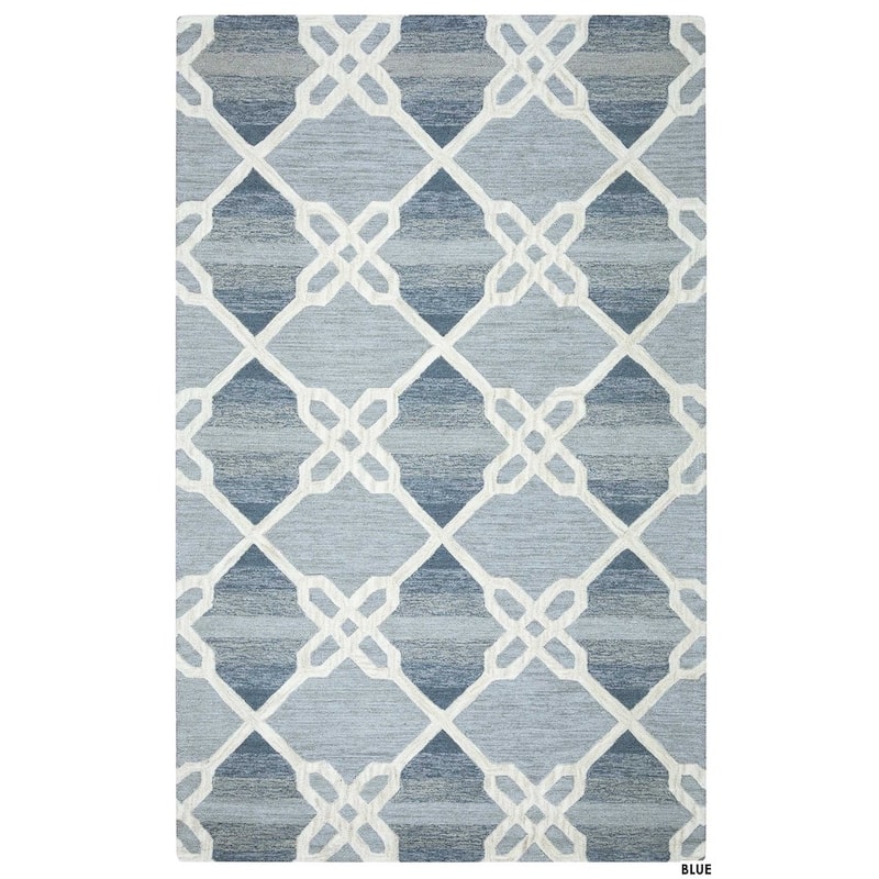 Alora Decor Berlin Trellis Hand-tufted Wool Rug - 8' x 10' - Blue