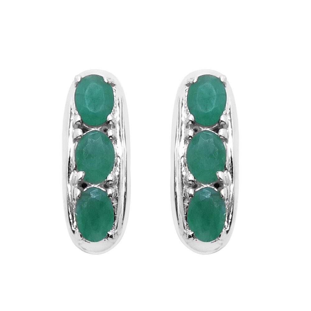Sterling Silver 1ct Tgw Genuine Emerald Earrings 11036612 Sterling Silver 1ct Tgw Genuine
