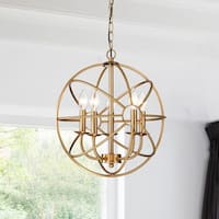 Silver Orchid Dresser 5-light Polished Brass Metal Strap Globe Chandelier