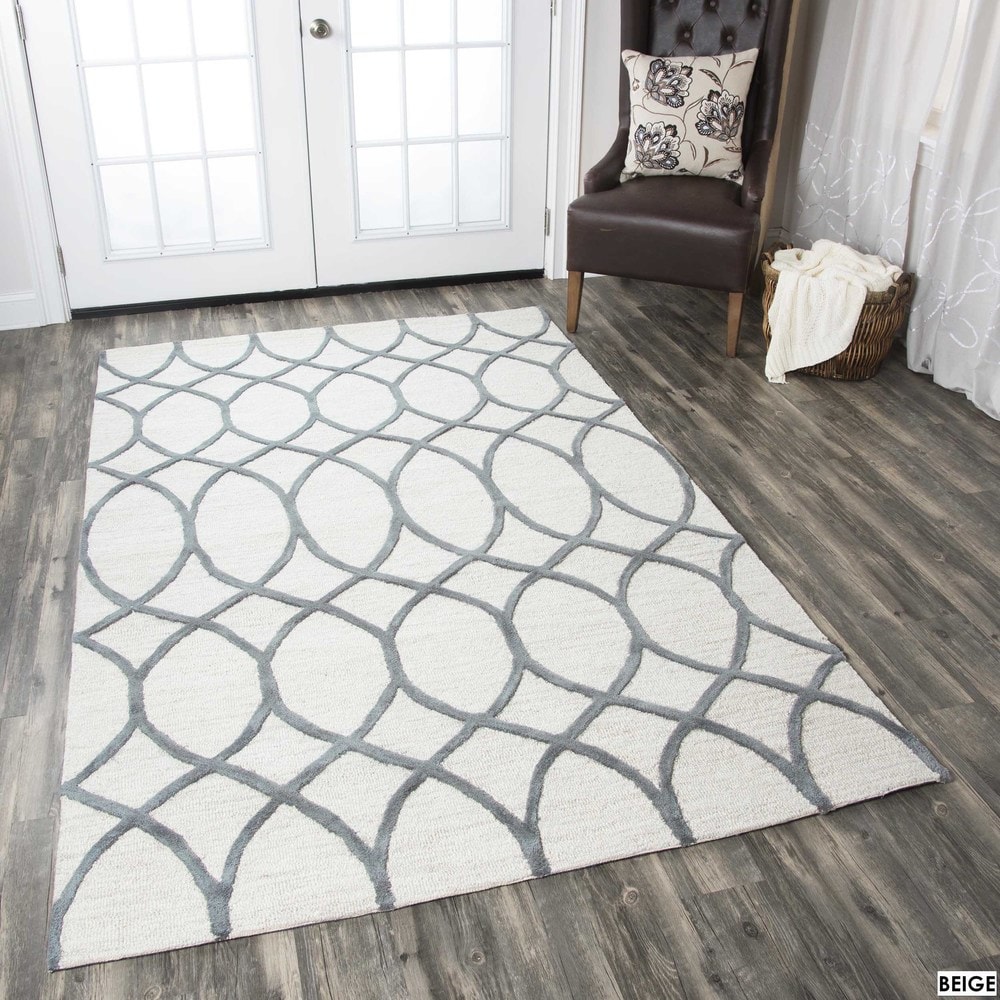 Alora Decor Berlin Neutral Trellis Hand-tufted Wool Rug