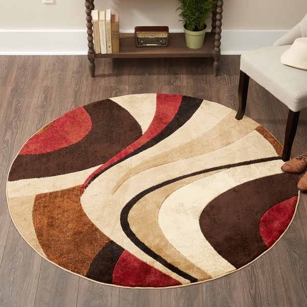 Shop Home Dynamix Tribeca Collection Contemporary Brown-Red Area Rug ...