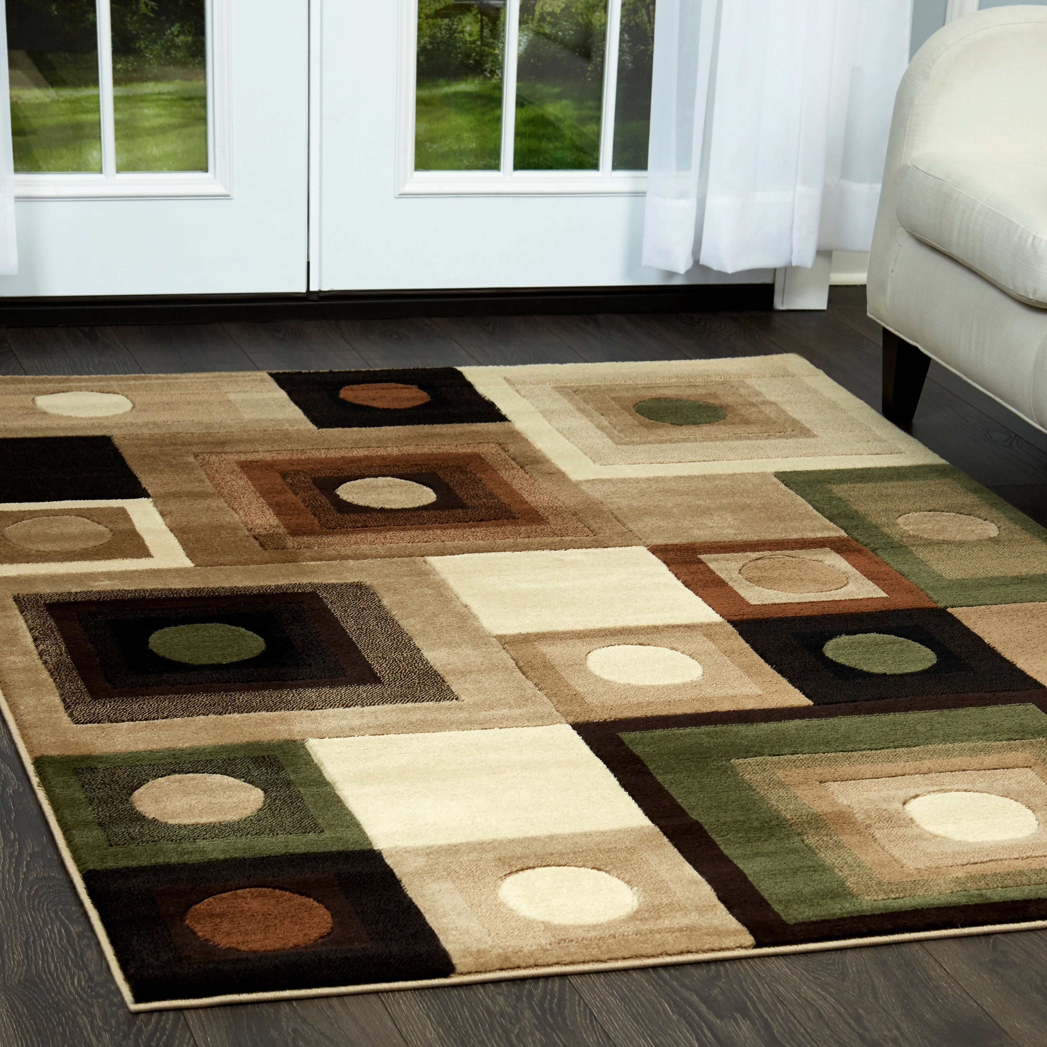 Shop Home Dynamix Tribeca Collection Contemporary BrownGreen Area Rug