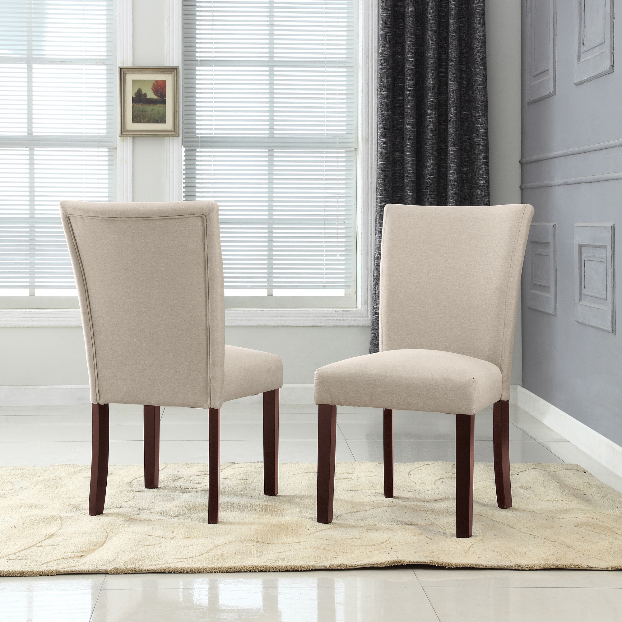 Sally Classic Upholstered Fabric Dining Chair Set of 2 As Is