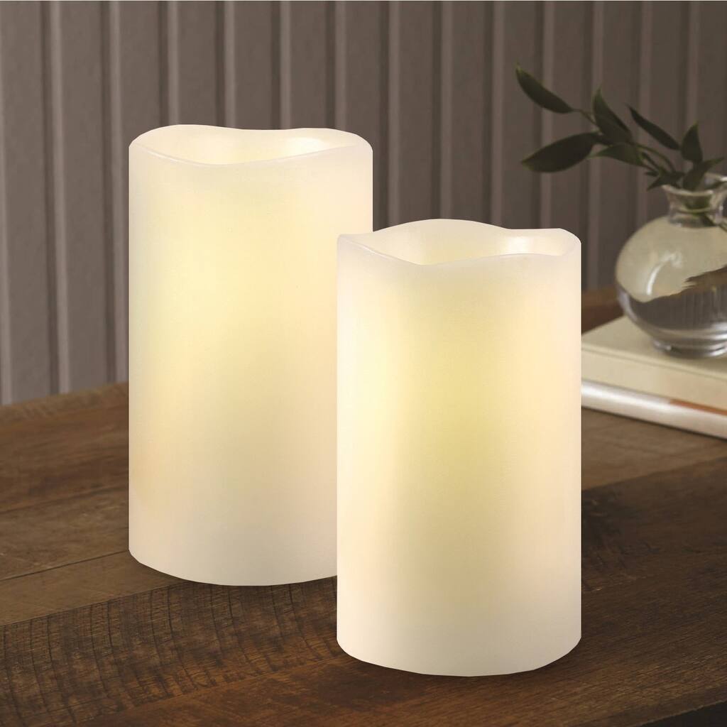 2-Piece Flameless LED Wax Candle Set With Built In Timers
