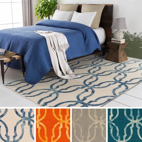 Strick & Bolton Mauve Hand-tufted Wool Trellis Area Rug