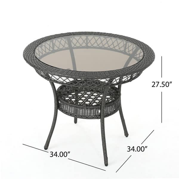 Figi Outdoor 34-inch Wicker Glass Table (ONLY) by Christopher Knight Home