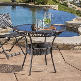 Figi Outdoor 34-inch Wicker Glass Table (ONLY) by Christopher Knight Home