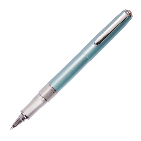 Tombow ZOOM 505SW Light Blue Rollerball Pen with Austrian Crystals