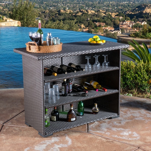 Outdoor Trinidad Wicker Bar by Christopher Knight Home ...