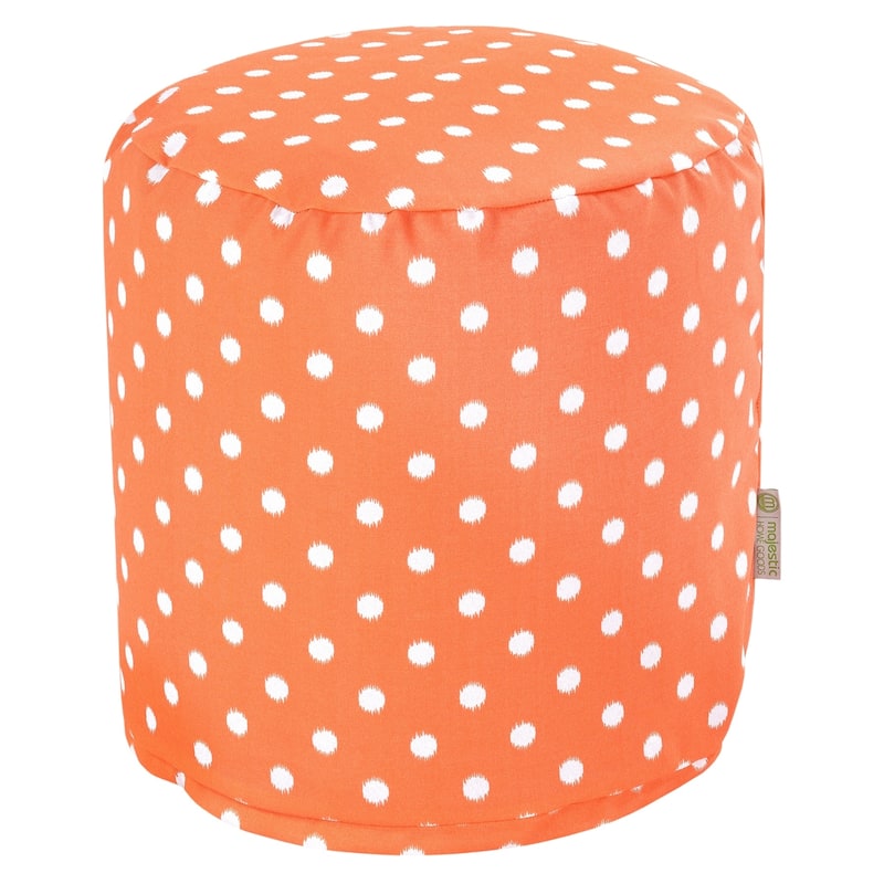 Majestic Home Goods Ikat Dot Indoor / Outdoor Ottoman Pouf 16" L x 16" W x 17" H - Orange