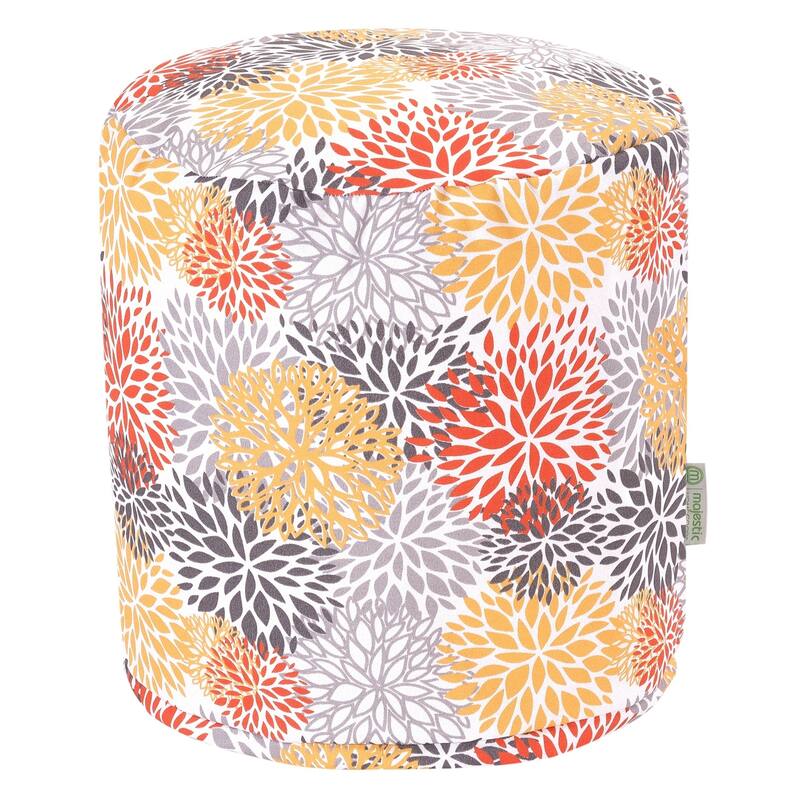Majestic Home Goods Citrus Blooms Indoor / Outdoor Ottoman Pouf 16" L x 16" W x 17" H