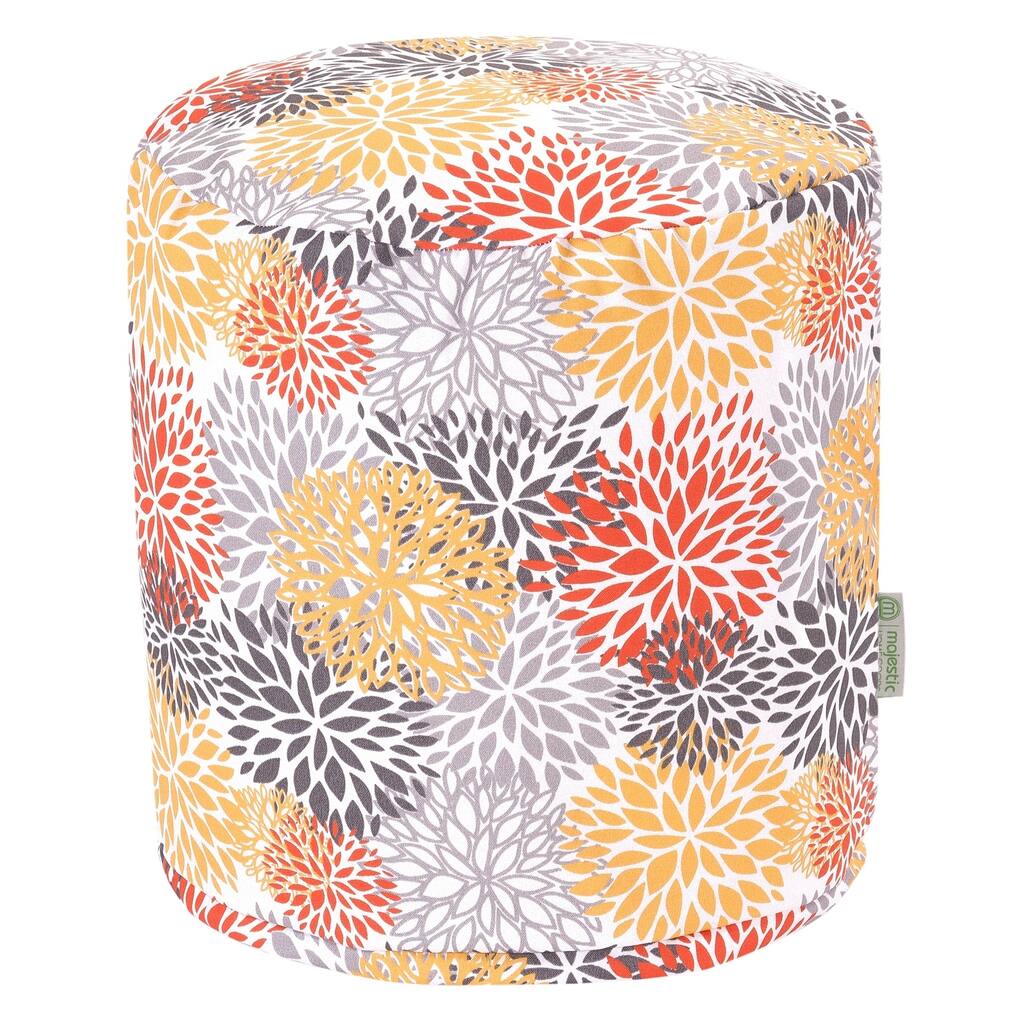Majestic Home Goods Citrus Blooms Indoor / Outdoor Ottoman Pouf 16" L x 16" W x 17" H