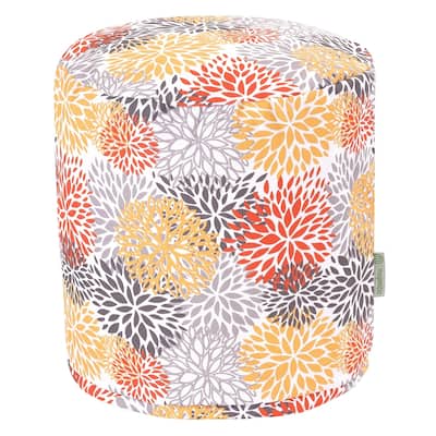 Majestic Home Goods Citrus Blooms Indoor / Outdoor Ottoman Pouf 16" L x 16" W x 17" H