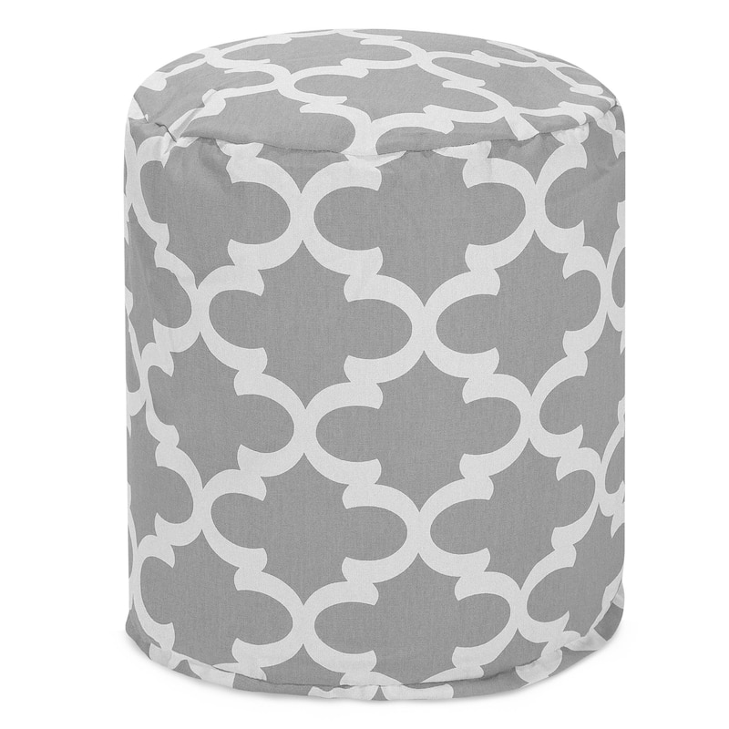 Majestic Home Goods Trellis Indoor / Outdoor Ottoman Pouf 16" L x 16" W x 17" H - Grey