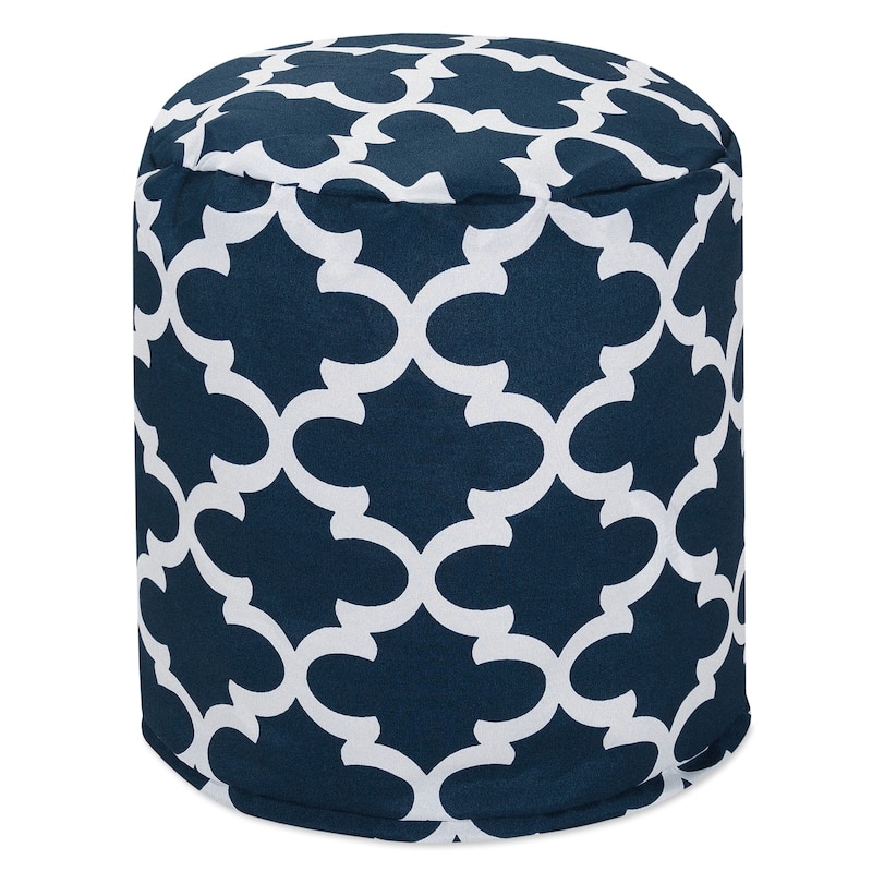 Majestic Home Goods Trellis Indoor / Outdoor Ottoman Pouf 16" L x 16" W x 17" H - Blue
