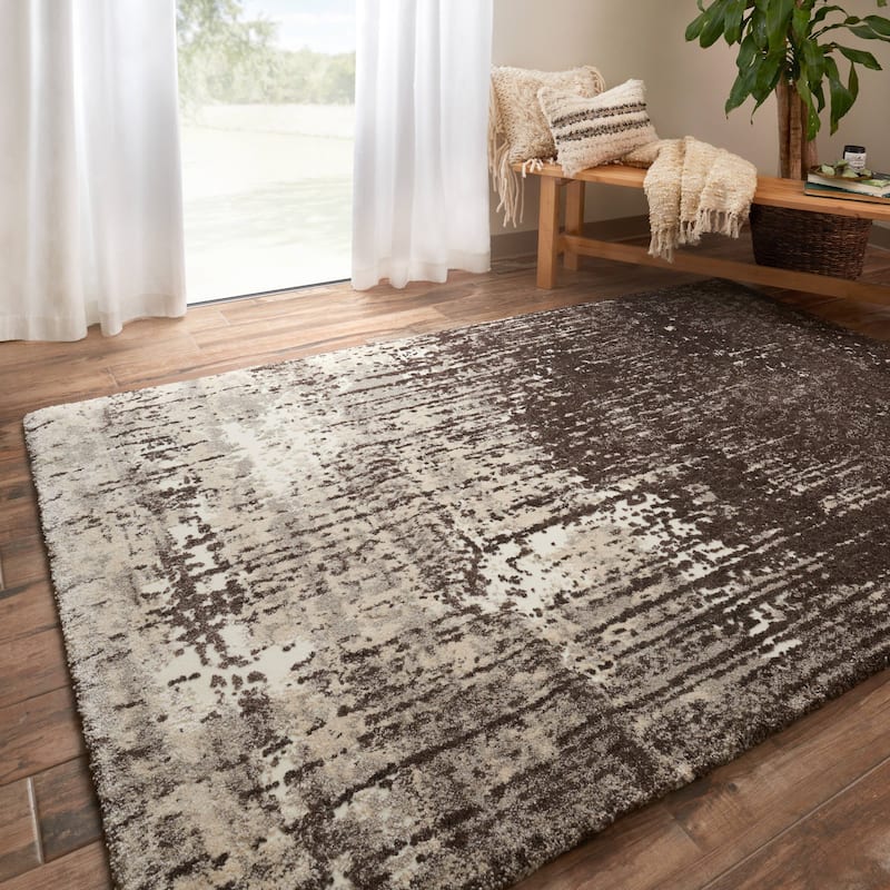 Alexander Home Cassidy Abstract Micro Shag Area Rug