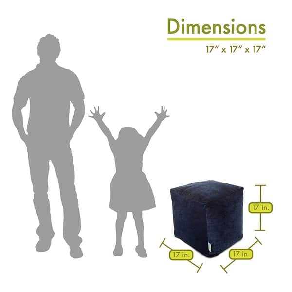 dimension image slide 9 of 10, Majestic Home Goods Villa Collection Indoor Ottoman Pouf Cube