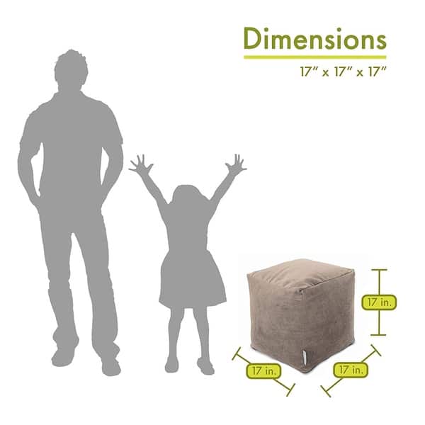 dimension image slide 7 of 10, Majestic Home Goods Villa Collection Indoor Ottoman Pouf Cube
