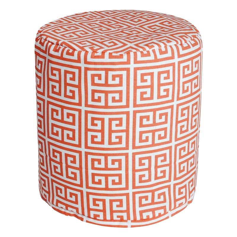 Majestic Home Goods Towers Indoor / Outdoor Ottoman Pouf 16" L x 16" W x 17" H - Orange