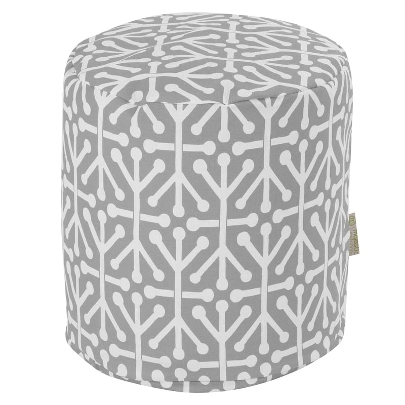 Majestic Home Goods Aruba Indoor / Outdoor Ottoman Pouf 16" L x 16" W x 17" H - Grey
