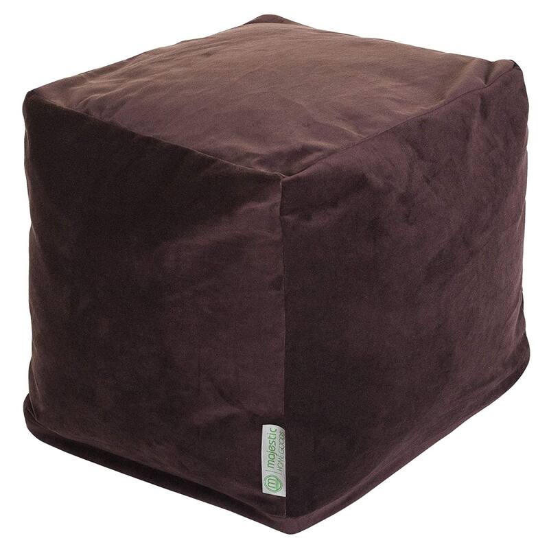 Majestic Home Goods Velvet Indoor / Outdoor Ottoman Pouf Cube - Dark Brown