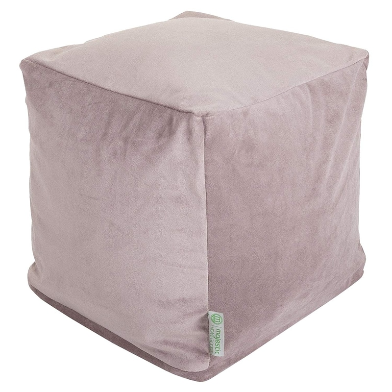 Majestic Home Goods Velvet Indoor / Outdoor Ottoman Pouf Cube - steel