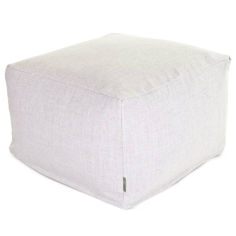 Majestic Home Goods Indoor Wales Poly/Linen Ottoman Pouf 27 in L x 27 in W x 17 in H