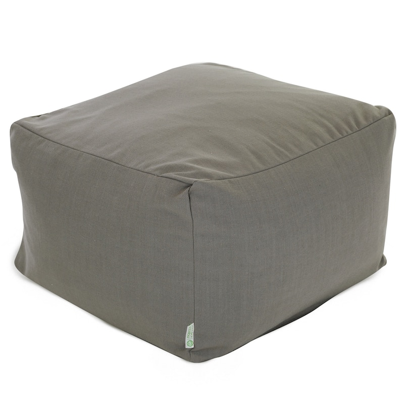 Majestic Home Goods Indoor Wales Poly/Linen Ottoman Pouf 27 in L x 27 in W x 17 in H - Gray