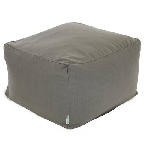Majestic Home Goods Indoor Wales Poly/Linen Ottoman Pouf 27 in L x 27 in W x 17 in H
