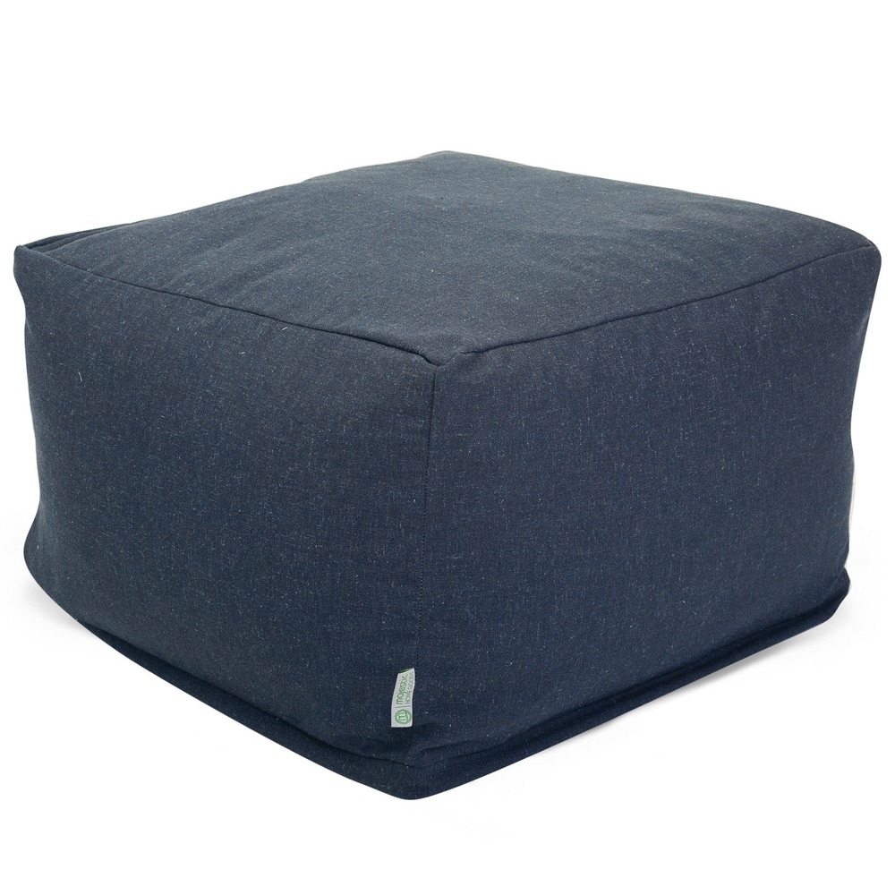 Majestic Home Goods Indoor Wales Poly/Linen Ottoman Pouf 27 in L x 27 in W x 17 in H