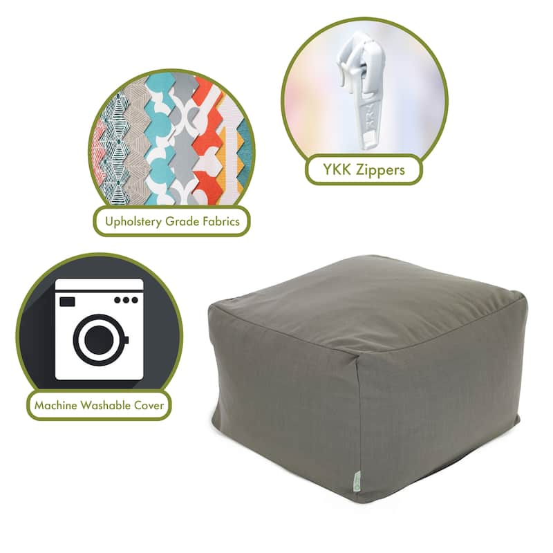 Majestic Home Goods Indoor Wales Poly/Linen Ottoman Pouf 27 in L x 27 in W x 17 in H