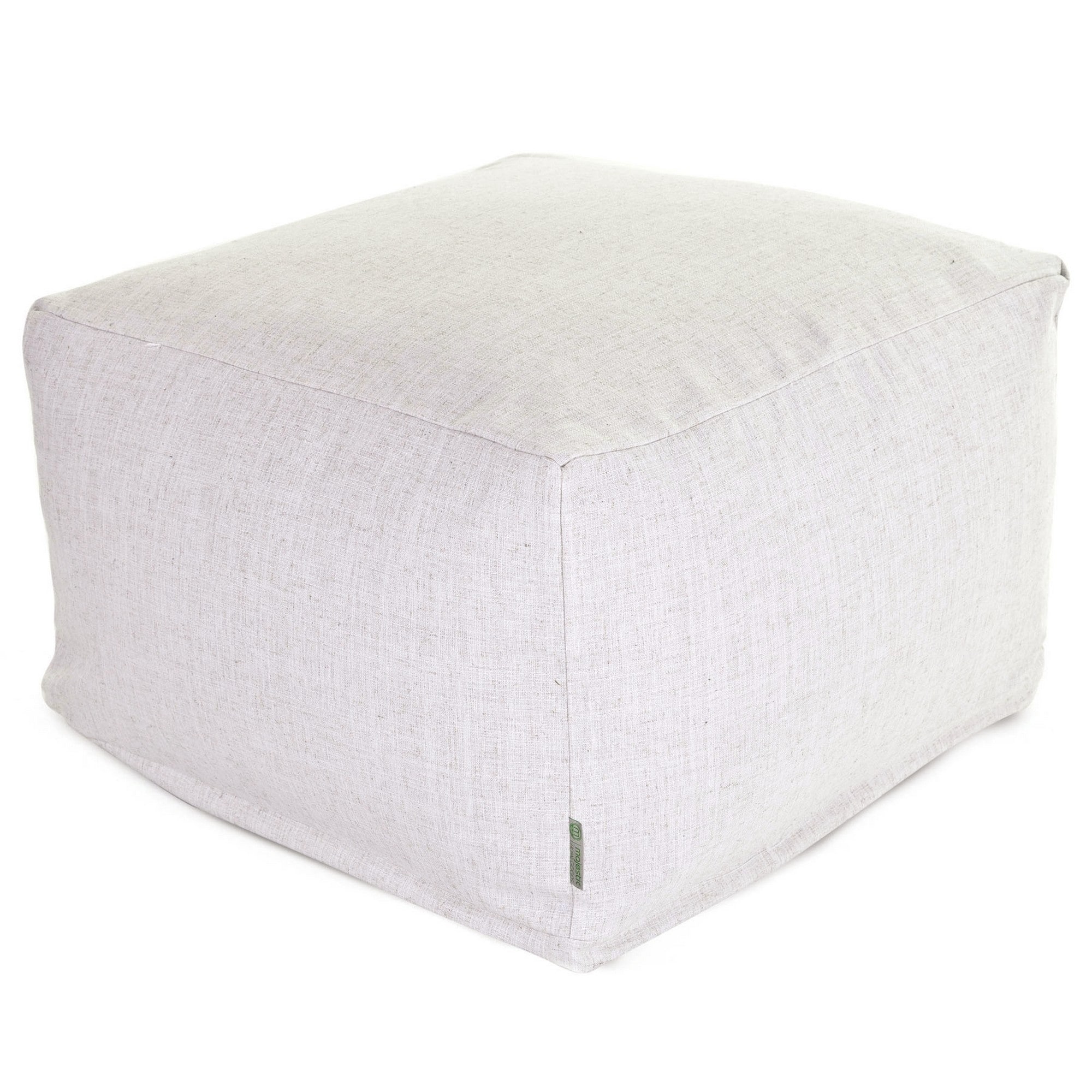 Majestic Home Goods Indoor Wales Poly/Linen Ottoman Pouf 27 in L x 27 in W x 17 in H