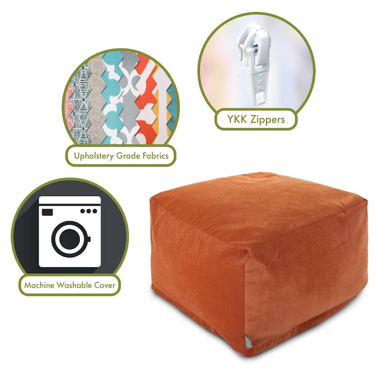 Majestic Home Goods Indoor Villa Velvet Ottoman Pouf