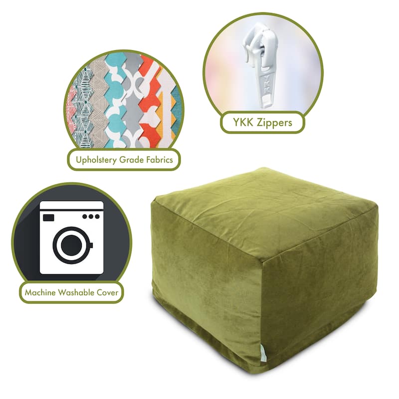 Majestic Home Goods Indoor Villa Velvet Ottoman Pouf