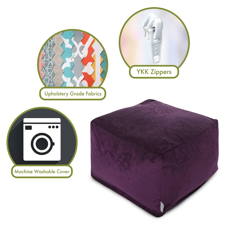 Majestic Home Goods Indoor Villa Velvet Ottoman Pouf