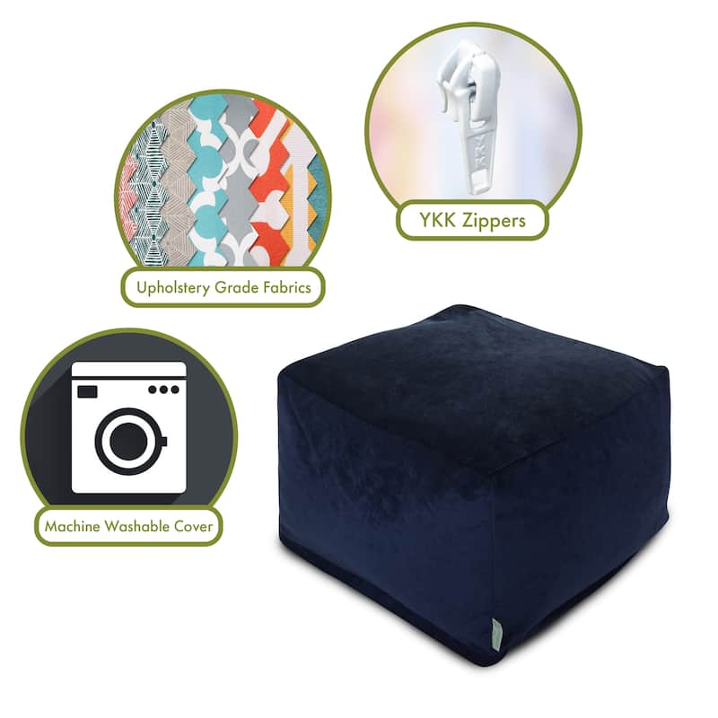 Majestic Home Goods Indoor Villa Velvet Ottoman Pouf