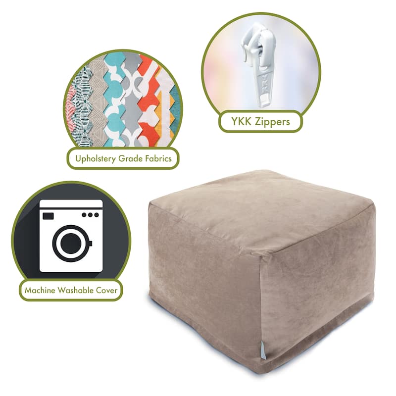 Majestic Home Goods Indoor Villa Velvet Ottoman Pouf