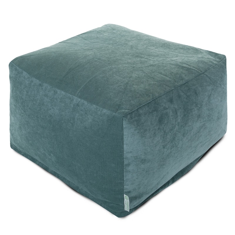 Majestic Home Goods Indoor Villa Velvet Ottoman Pouf - Azure