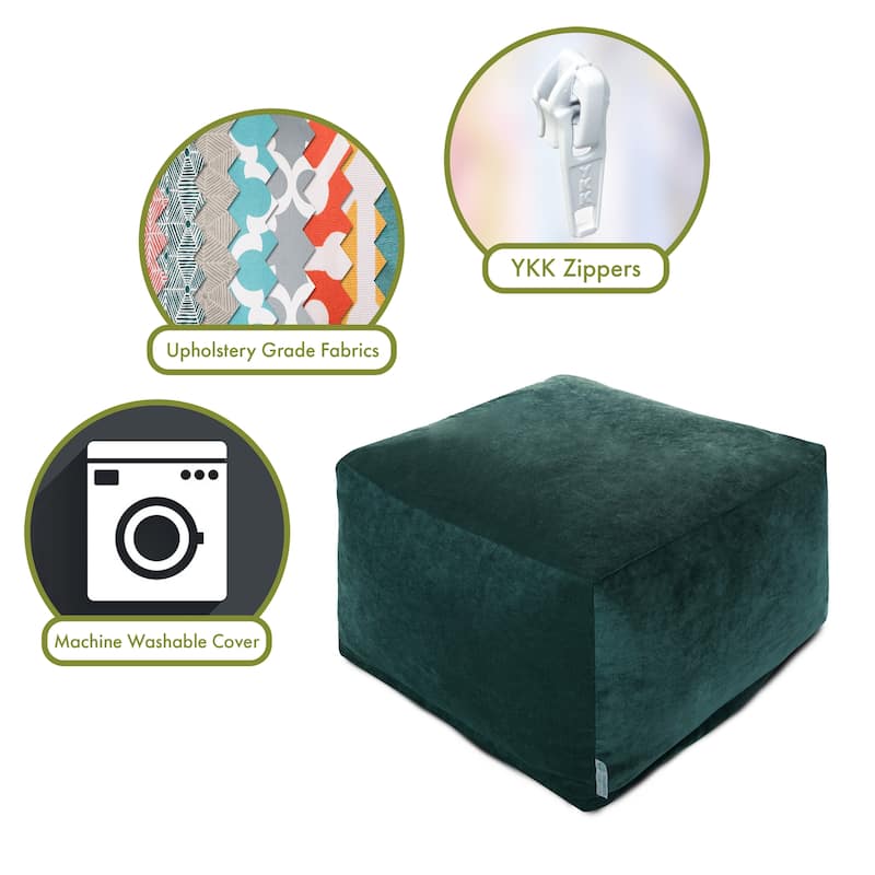 Majestic Home Goods Indoor Villa Velvet Ottoman Pouf
