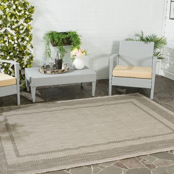 Safavieh Indoor/ Outdoor Courtyard Beige/ Black Rug - 9' x 12'