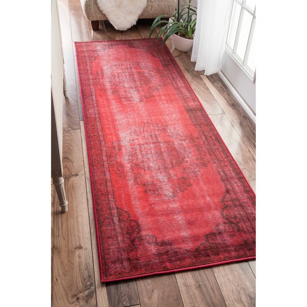 nuLOOM Vintage Inspired Fancy Overdyed Red Runner Rug (2'8 x 8') Free