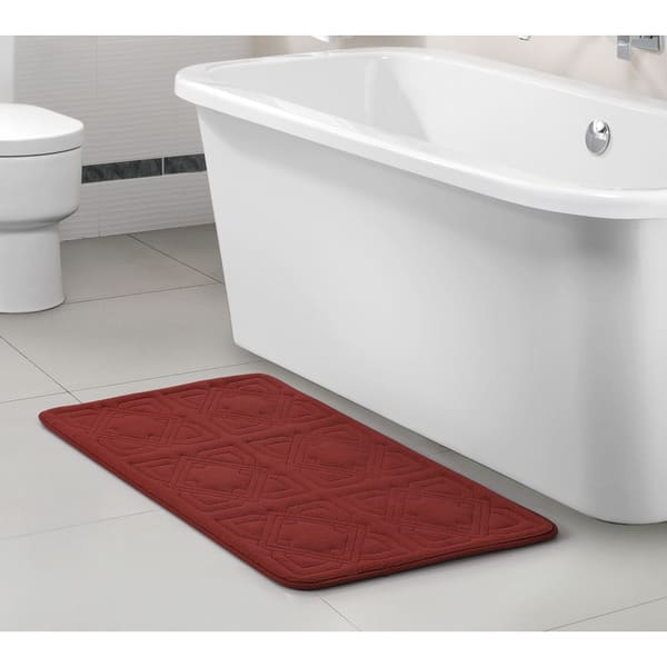 1pc Memory Foam Embroidery Bath Mat, Bathroom Anti-slip Shower