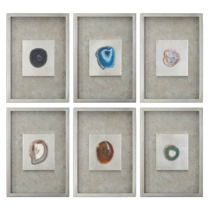 Agate Stone Silver Wall Art (Set of 6) - 19.5 x 13.5