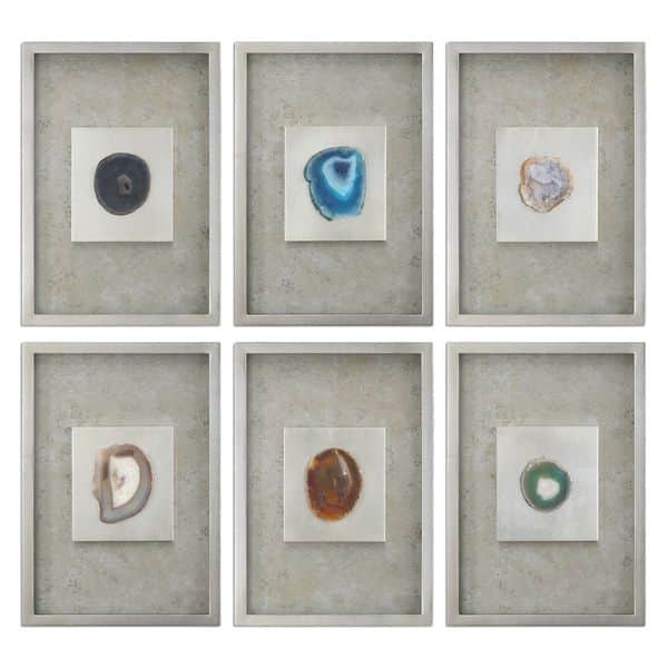 slide 1 of 1, Agate Stone Silver Wall Art (Set of 6) - 19.5 x 13.5
