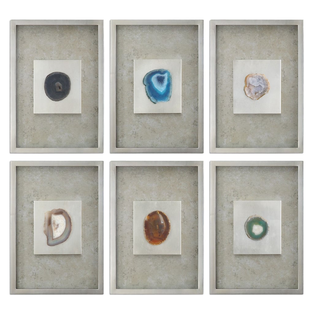 Agate Stone Silver Wall Art (Set of 6) - 19.5 x 13.5