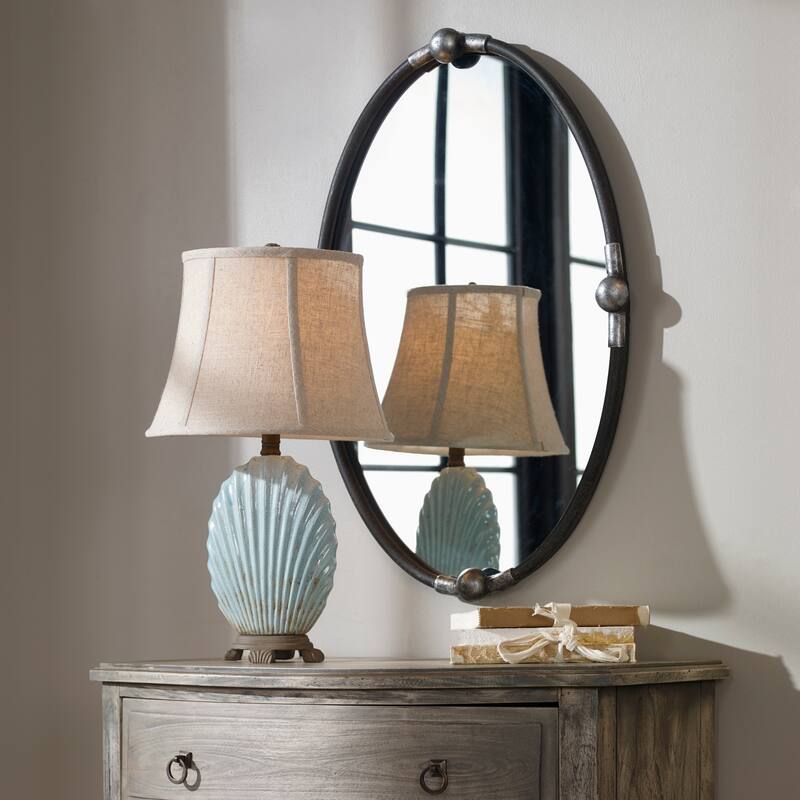 Carrick Black Oval Mirror - Grey - 21.5x32.25x2.25