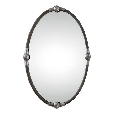 Carrick Black Oval Mirror - Grey - 21.5x32.25x2.25