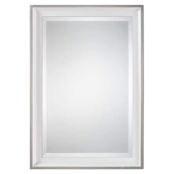 slide 1 of 1, Lahvahn White Silver Mirror