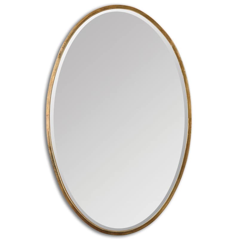 Herleva Gold Oval Mirror - Antique Gold - 17.75x28x1.125
